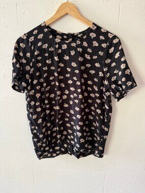 Madewell Anthropologie | Silk Short Sleeve Floral Top Workwear  | Small